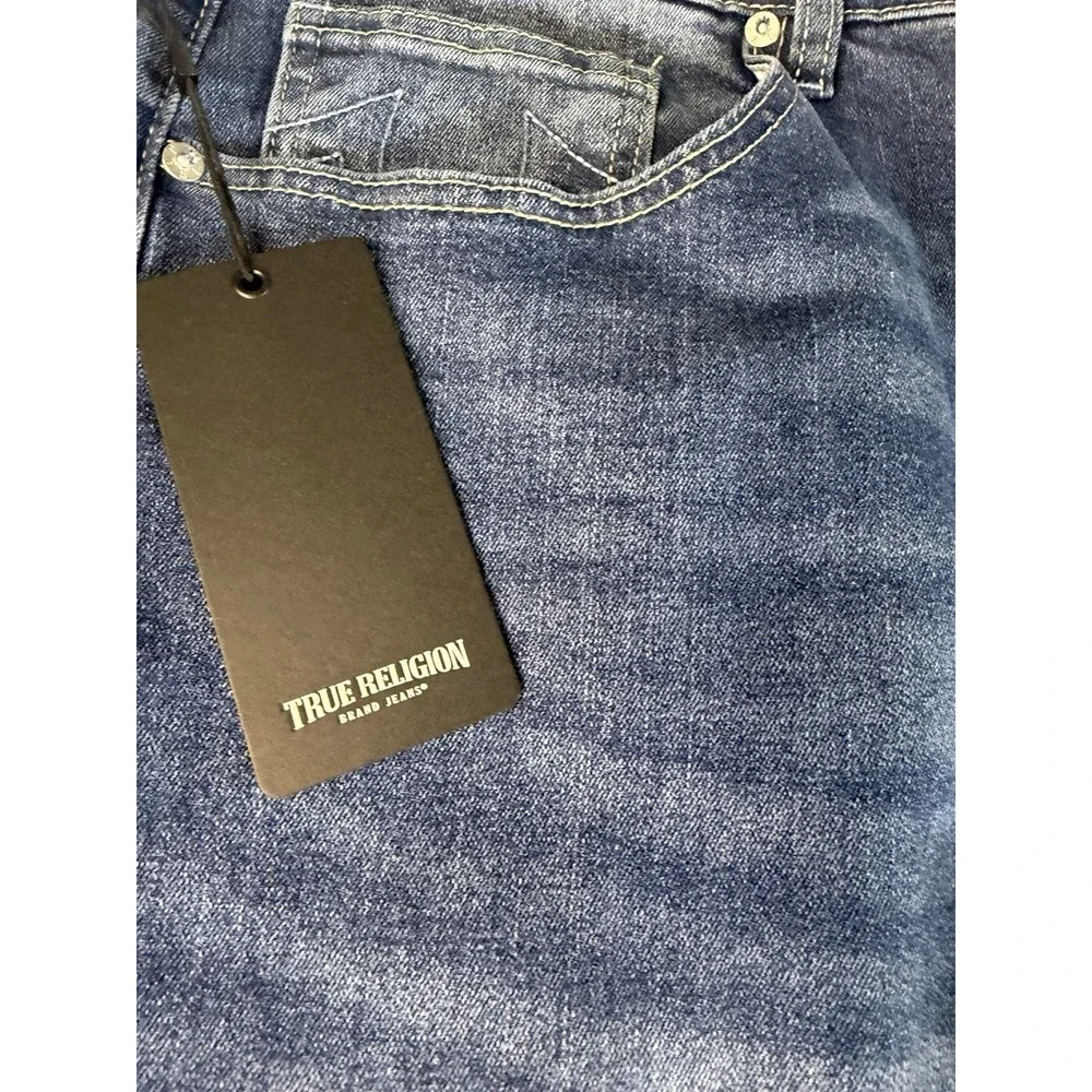 True Religion Bobby Applique Relaxed Baggy Jeans 32x32 Medium Blaze Wash New